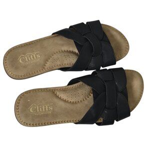 Cliffs by White Mountain Slide Sandal Black Cushioned Size 6.5